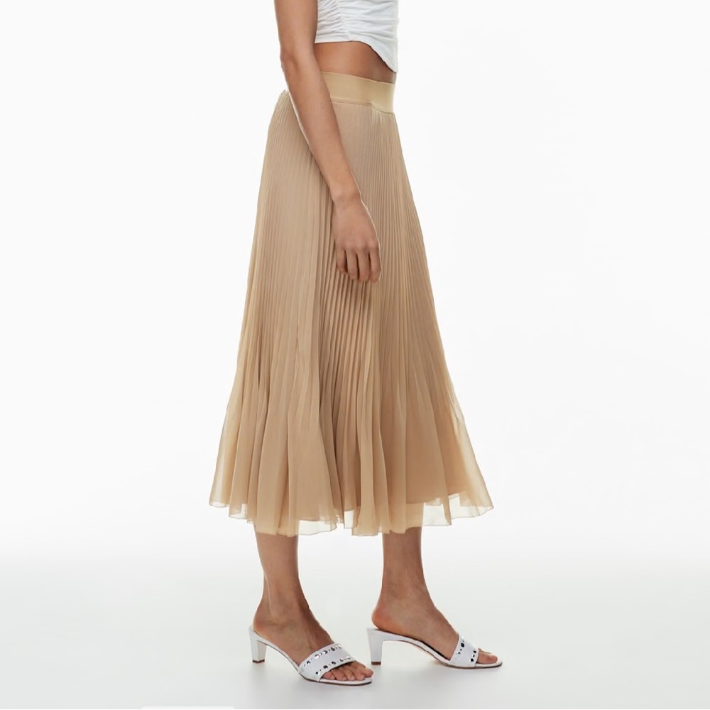 NWT artizia Wilfred Twirl Pleated Chiffon Midi Skirt Taupe Womens Size xl Brown - Picture 2 of 13